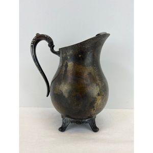 Vintage FB Rogers Silver Plate 1883 Footed Water Pitcher w/Ice Catch 9"